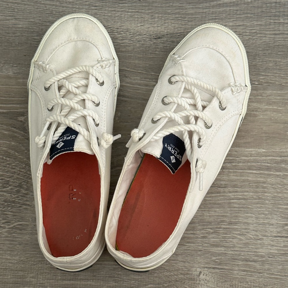 Sperry Off-White Canvas Slip-Ons